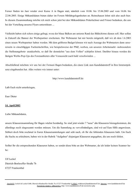 Alle Newsletter vom 1. September 2001 bis 27. April 2008