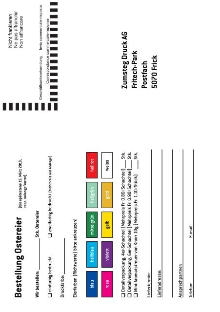 Preisliste Ostereier - Zumsteg Druck AG