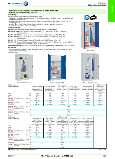 2. Katalog "Der Betriebsausstatter" Abteilung 1: Schränke