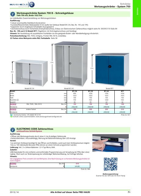 2. Katalog "Der Betriebsausstatter" Abteilung 1: Schränke