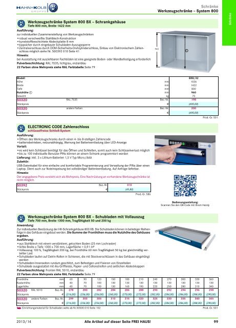 2. Katalog "Der Betriebsausstatter" Abteilung 1: Schränke