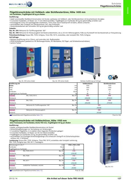 2. Katalog "Der Betriebsausstatter" Abteilung 1: Schränke