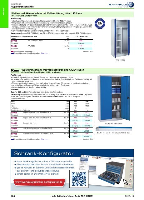 2. Katalog "Der Betriebsausstatter" Abteilung 1: Schränke