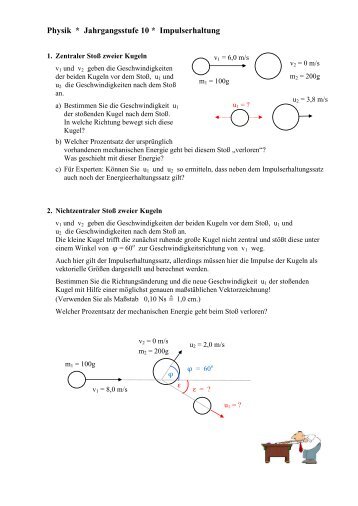 Physik * Klasse 10a * Kräfte bei frontalen Stößen