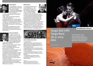 Tango Süd trifft Tango Nord 28. 9. 2013 Köln - WDR.de