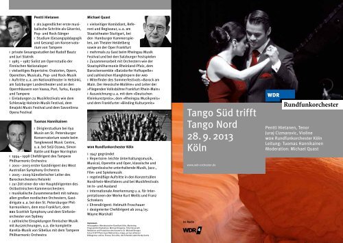 Tango Süd trifft Tango Nord 28. 9. 2013 Köln - WDR.de