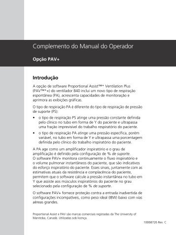 Complemento do Manual do Operador - Covidien