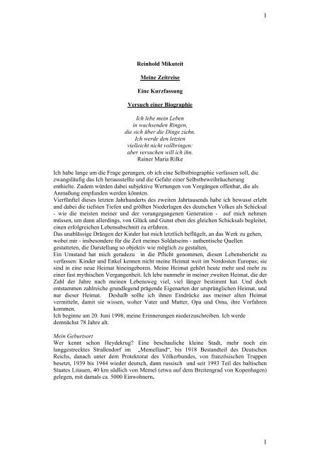 Reinhold Mikuteit Meine Zeitreise Eine Kurzfassung Polizei Poeten
