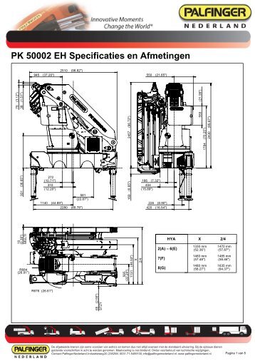 PK 50002 EH Specificaties en Afmetingen - Palfinger