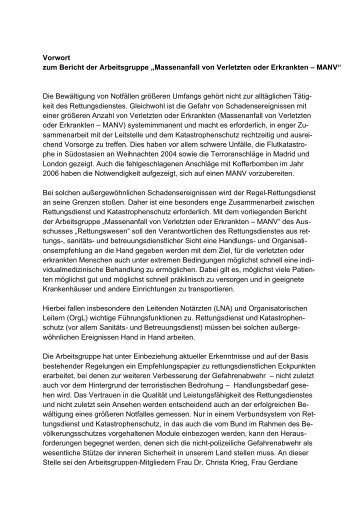 Bericht der AG Massenanfall von Verletzten und Erkrankten.doc