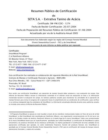 Extrativa Tanino de AcÃ¡cia - Rainforest Alliance