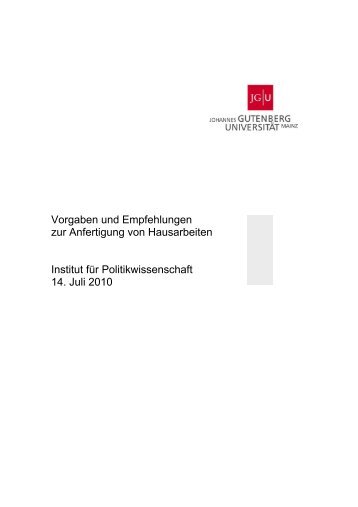 Vorgaben und Empfehlungen zur Anfertigung von Hausarbeiten ...