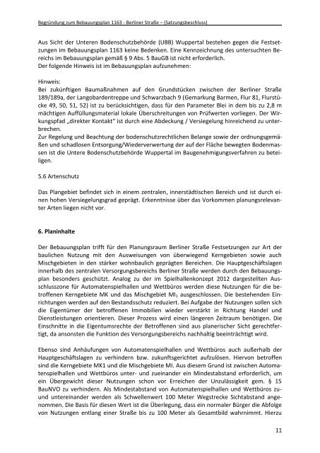 Bebauungsplan 1163 - Begründung zum ... - Stadt Wuppertal