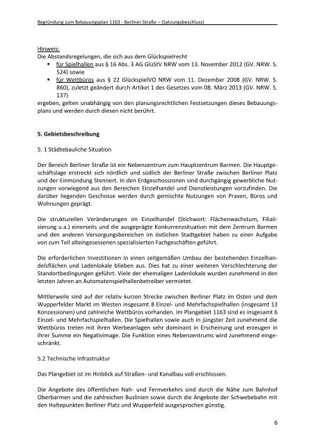 Bebauungsplan 1163 - Begründung zum ... - Stadt Wuppertal