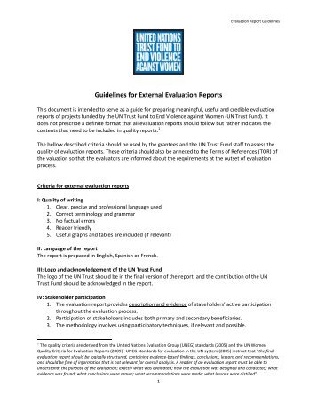 Guidelines for External Evaluation Reports