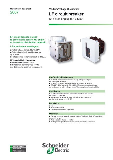 LF circuit breaker up to 17.5kV - datasheet - Schneider Electric