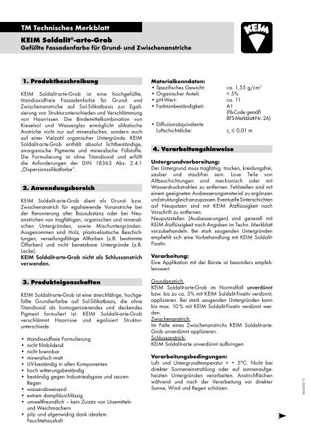 Keim Soldalit Technisches Merkblatt