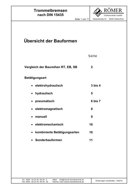 Gesamtkatalog Trommelbremsen (TB) - Römer Fördertechnik GmbH