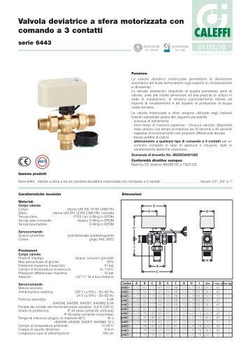 Valvola deviatrice a sfera motorizzata con comando a 3 ... - Caleffi