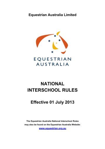 National Interschool Rules - Jumping NSW - Equestrian Australia