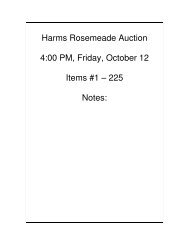 Harms Rosemeade Auction 4:00 PM, Friday, October 12 Items #1 ...