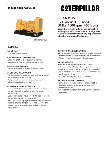 STANDBY 320 ekW 400 kVA 50 Hz 1500 rpm 400 Volts - Finning (UK)