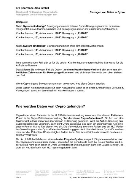 Die Hl7-Schnittstelle in Cypro