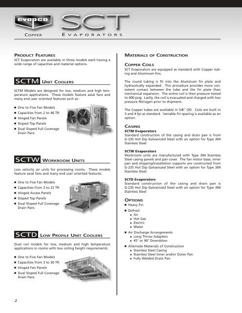 SCT Product Bulletin - Evapco