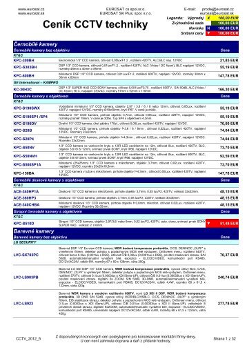 CenÃ­k CCTV techniky - Eurosat CS