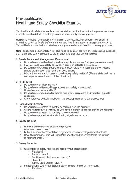 Health And Safety Organisation Chart Template