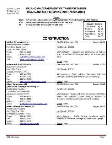 CONSTRUCTION - Oklahoma Department of Transportation