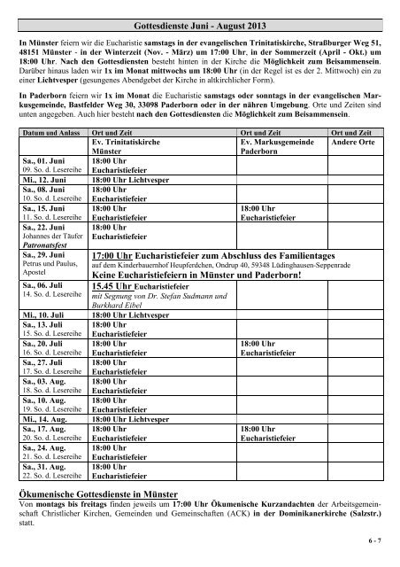 Gemeindebrief Juni bis August 2013 - Alt-Katholiken