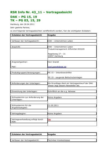 rsr info nr 43 11 vertragsabsicht dak pg 15 19 tk pg 03