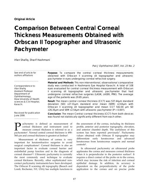 Comparison Between Central Corneal Thickness Measurements ...