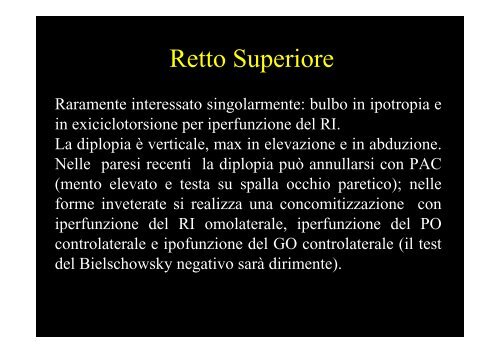 Diplopia nelle paresi e nelle paralisi del nervo oculomotore