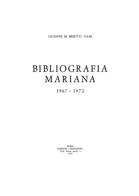 bibliografia mariana 1967- 1972 - Centro di Cultura Mariana