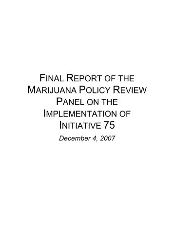 Final Report of the Marijuana Policy Review Panel - Seattle City ...