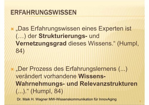 Präsentation Dr. Maik H. Wagner - InnovAging