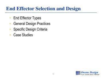 End Effector Selection and Design - Owens Design