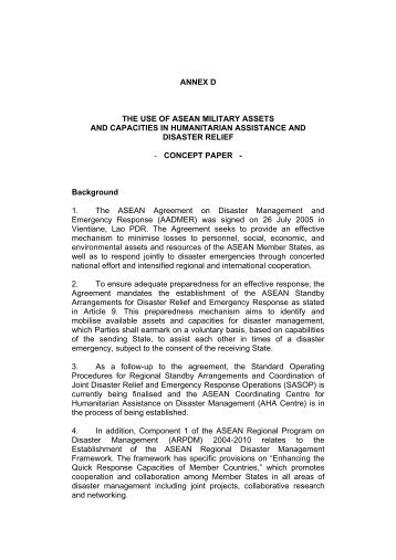 Concept Paper on the Use of ASEAN Military Assets