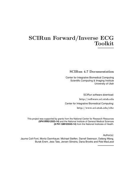 SCIRun Forward/Inverse ECG Toolkit - Scientific Computing and ...
