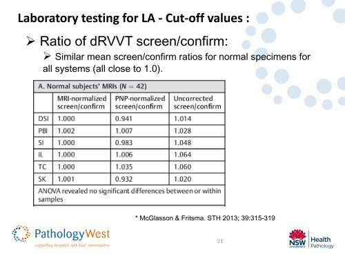 Laboratory testing for LA