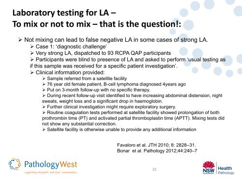 Laboratory testing for LA