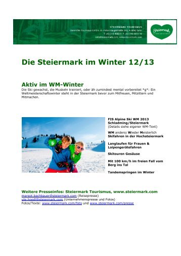 Die Steiermark im Winter 12/13 Aktiv im WM ... - Presse - Steiermark