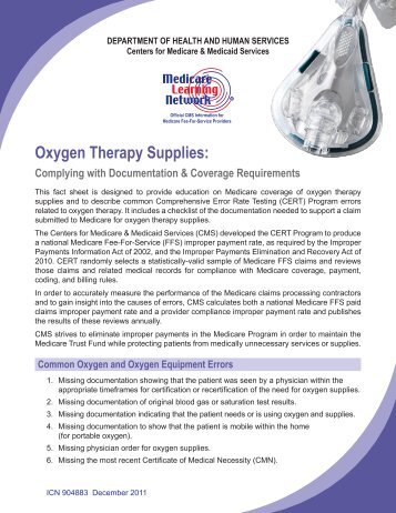 Oxygen Therapy Supplies - Centers for Medicare & Medicaid Services