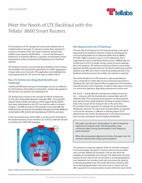 Meet the Needs of LTE Backhaul with the Tellabs 8600 Smart Routers