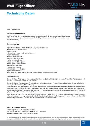 Wolf FugenfÃ¼ller - Wolf Bavaria GmbH