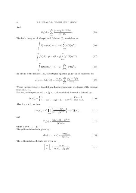 88 ON q-LAPLACE TRANSFORMS OF A GENERAL CLASS OF q ...