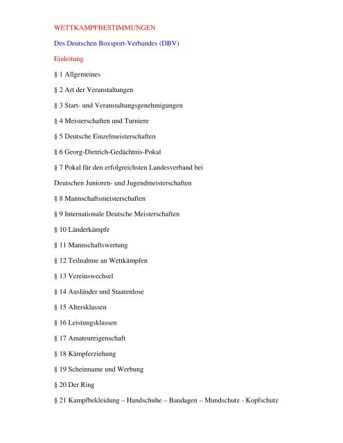 Wettkampfbestimmungen