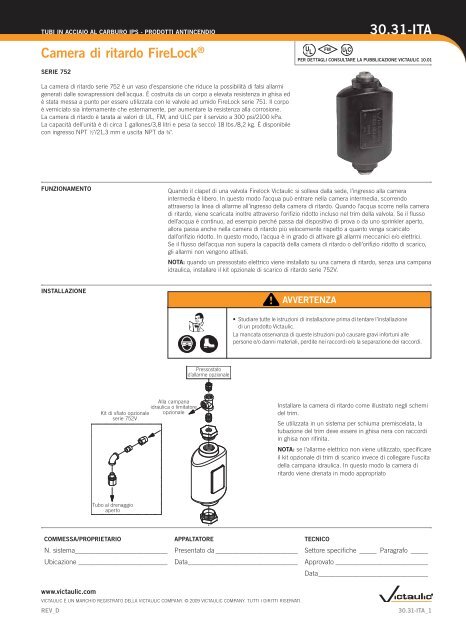 Camera di ritardo FireLockÃ‚Â® 30.31-ITA - Victaulic